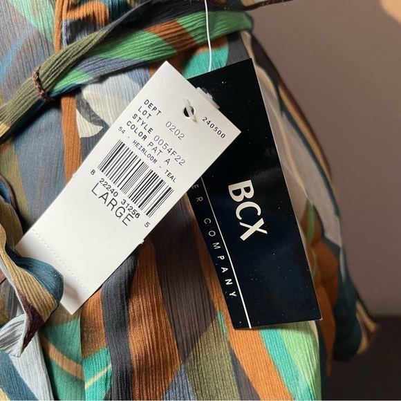 BCX Semi Sheer Belted Blouse with Bell Sleeves Size L (D28) - Picture 7 of 7